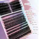 NINGLASH Diva Lash Clusters Kit Fluffy DIY Eyelash Extension, Individual Lashes Cluster Lashes 272pcs Thick Faux Cat Eye Mink DIY Lash Extension Kit, Lash Bond and Seal Remover Tweezer Comb Brush