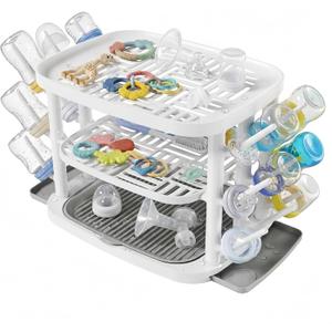 Baby Bottle Drying Rack,3-Tier Large Capacity Countertop Organizer with 360° Ventilation, Removable Drip Tray, Non-Slip Base – Easy to Clean Bottle Holder for Baby Accessories