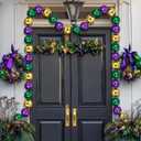9.84ft Jumbo Mardi Gras Beads Garland Decoration Metal Gold Green Purple Hanging Banner for Outdoor Indoor Carnival Parade Party Front Door Fence Wagon Garden Decorations(Classic Style)