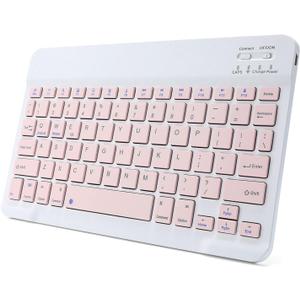 Ultra-Slim Rechargeable Bluetooth Keyboard Portable Wireless Keyboard for iPad A16 11th 10th Generation, iPad Pro iPad Air iPad mini iPhone, Android Samsung Galaxy Tablet Smartphone Cell Phone (Pink)