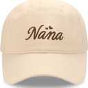 Nana Hat for Grandma, Embroidered Letters Adjustable Baseball Cap Nana Gift Beige