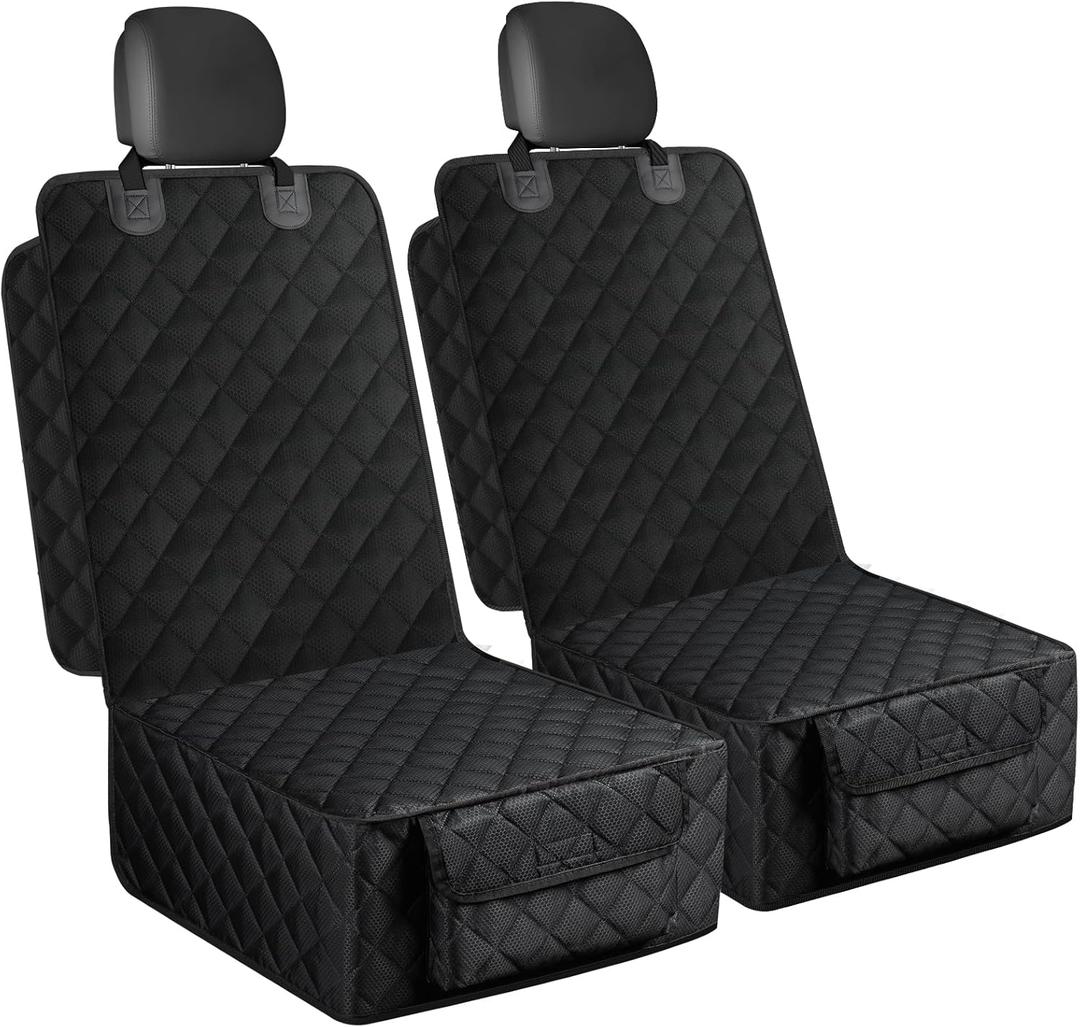 Dog Car Seat Cover, 2 Pack Waterproof Pet Front Seat Car Cover, Full Protection Dog Seat Protector with Side Flaps, Universal Size for Cars, Trucks, SUVs