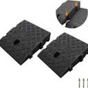 Curb Ramp 2 Pack Portable Plastic Driveway Interlock Threshold Ramp with Anchor Bolt Mobility for Driveway Loading Dock(Black,25 * 27 * 7cm/10 * 11 * 2.8in)