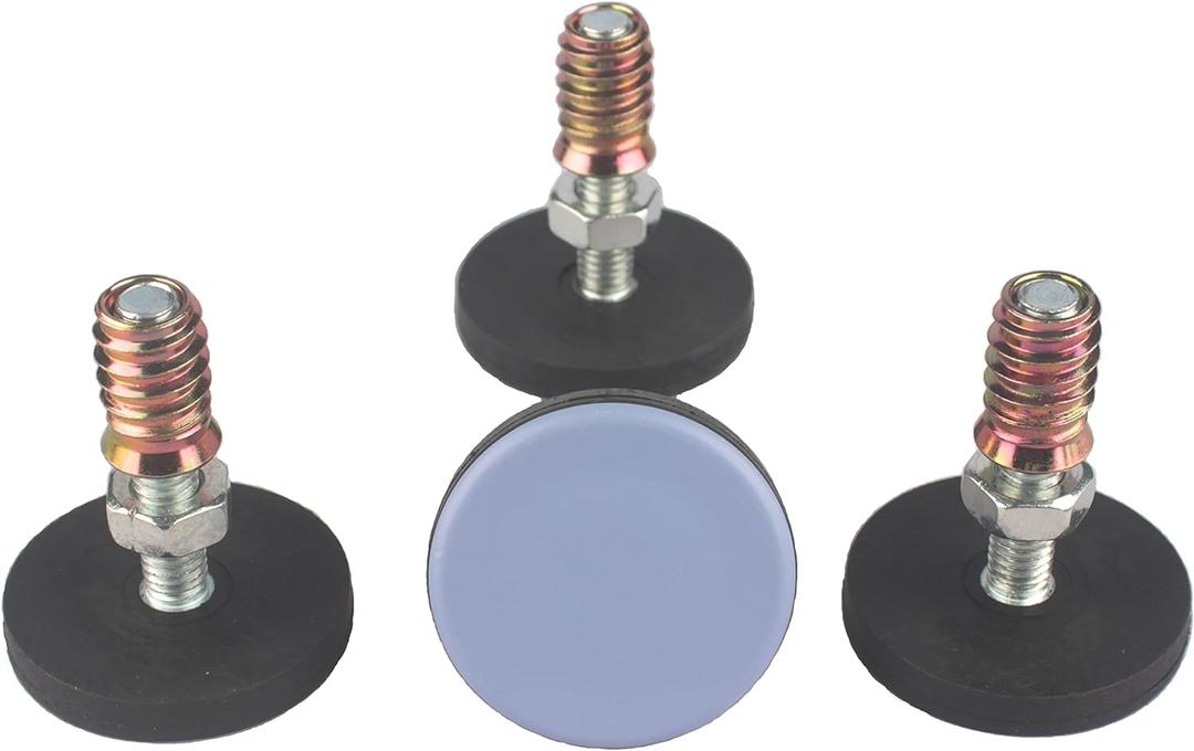 Furniture Leveler PTFE(Teflon) Bottom(50mm Large Base),Thread Shank(3/8-16) Adjust Pads,Table/Chair/Cabinet/Sofa Medium Adjustable Legs Leveling,Nuts Installation and Floor Protection(4 Pack)