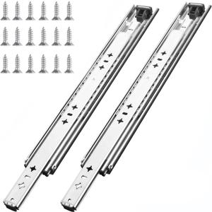 1 Pair 34 Inch 260 Lb Capacity Heavy Duty Drawer Slides(with Stainless Screws),Side Mount Undermount Full Extension 3 Fold Ball Bearing Stainless Steel Hardware Drawer Rails