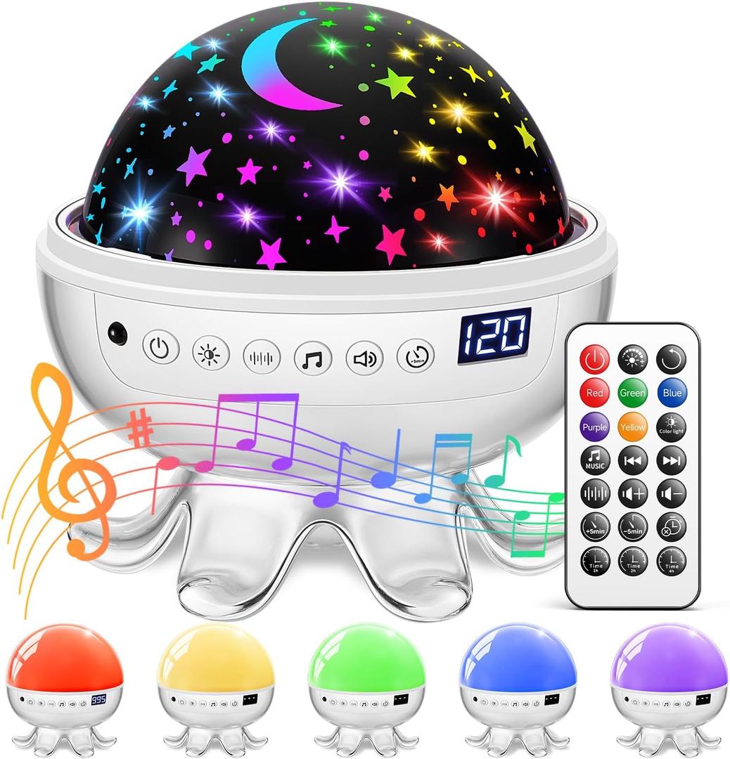 Baby Sound Machine Baby Kids Night Light Projector with Star, 30 Soothing Sounds White Noise Machine for Sleep, 31 Color | 4 Films Baby Sleep, Remote+Timer+3 Brightness Sensory Light for Autism Toys