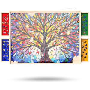 Puzzle Board with Drawers and Cover Rotatable 360-Degree Wheels 1000 Pieces Lightweight Portable Wooden Puzzle Table for Adults Kids 30'' x 22''