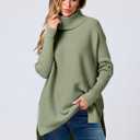 ANRABESS Women's Oversized Turtleneck Batwing Sleeve Spilt Casual Loose Knit Tunic Pullover Sweater Tops 2025 Fall Outfits (Gray, XS)