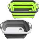 SSKT Pack of 2 Collapsible Cutting Board Multifunctional Kitchen Sink Tub Basin with Drain, Chopping Board & Washing up Bowl Space-Saving & Portable for Kitchen, Camping, RV, & Outdoor Use, 16.7"L x 12.2"W
