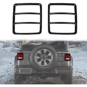 JeCar Metal Tail Light Guard Cover Compatible with Jeep Wrangler 2018-2023 JL Sport/Sports - Pair (Rugged Off Road) (Glossy black)