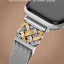 Stainless Steel Magnetic Loop Compatible with Apple Watch Band 41/40/38/49/46/45/44/42mm Women Mesh Celtic Knot Dressy Strap for iWatch Series 11/10/9/8/7/6/5/4/3/2/1/SE & Ultra(1/2/3)