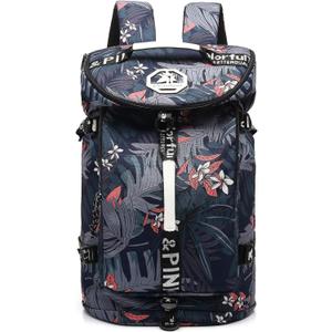 gym duffel bag backpack wrestling bag with shoe compartment 4 kinds of back method waterproof sports walking laptop (A-floral Blue)
