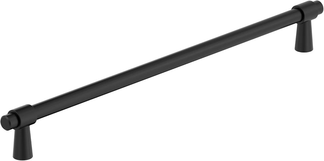 Amerock Destine 12-5/8 inch (320 mm) Center-to-Center Matte Black Cabinet Pull, BP36903FB