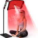 Red Light Therapy for Face and Body, Infrared Red Light Therapy Lamp with Stand, Atomization Function, 660nm Red Light & 850nm Infrared LED Light Therapy Device for Full Body Skin Care (Black)