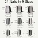 5 x Cat Eye Nails Short Squoval, Shimmery Black, Small Size Press on False Nails, 24 Reusable Fake Nails With Stick on Adhesive Tabs