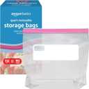 Amazon Basics Reclosable Quart Food Storage Bags with Double Zipper Seal, BPA Free, 150 Count