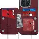 GUERNICA for iPhone 15 Wallet Case with RFID Blocking Card Holder for Women Men, Kickstand Shockproof Phone Case for iPhone 15(6.1"),Wine Red