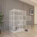 Indoor Cat Cage Enclosure DIY,Cat Playpen Catio Thick Metal Wire Kennels for 1-3 Cats Kitten Cage Detachable Patio Cat Crate (White, 41" L x 28" W x 55" H)