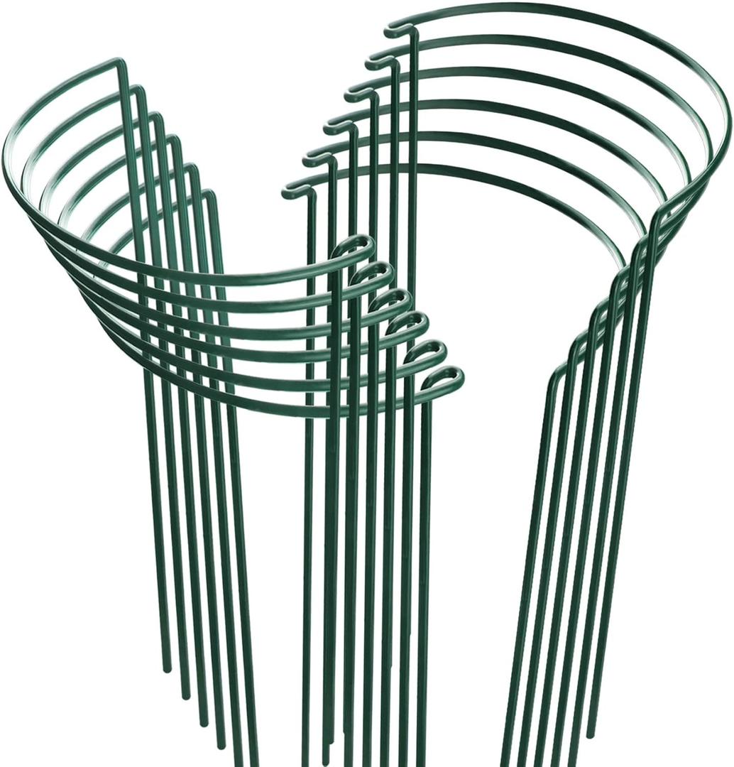 HiGift 12 Pack Plant Stakes for Indoor Plants, Metal Garden Peony Support Cages, Outdoor Plant Supports Ring Prop, Large Plant Stake for Hydrangea,Rose,Flower,Vine,Potted Plants (10" W x 15.8" H)