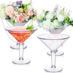 Giant Martini Plastic Glasses Large 48oz Acrylic Shrimp Cocktail Glasses Jumbo Christmas Martini Party Cup DIY Table Centerpieces for A Tini Bit Older Birthday Wedding Decor(4 Pcs,Clear)