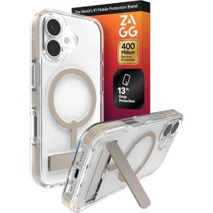ZAGG Santa Cruz Snap Case with Kickstand for iPhone 17 - Titanium, Drop Protection (13ft/4m), MagSafe Charging Compatible, ClearGuard Anti-Yellowing Technology, Scratch Resistant Phone Case