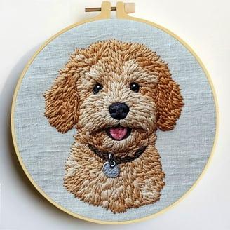 Punch Needle Kits Golden Doodle Dog Embroidery Starter Set with Hoop Easy for Beginners DIY Stress Relief Handmade Craft Hobby and Home Decor 20x20cm-3