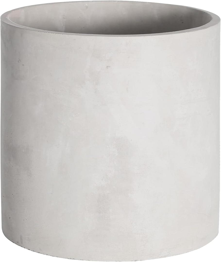 Plant Pots - 7.7 inch Cement Planters Indoor - Modern Grey Flower Pot with Drainage Hole - Home Office Decor (Gray)