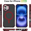 ADDIT Compatible with iPhone 16 Plus Case Magnetic Phone Case Compatible with MagSafe Military-Grade Translucent Matte Back Built-in Camera Stash Stand Case for iPhone 16 Plus (Red)