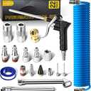 22-Packs Air Compressor Accessories Kit, 25FT Upgrade Repairable PU Air Hose with 1/4'' NPT Air Tool Kit, Air Blow Gun/Air Chuck/Tire Gauge, Pneumatic Tool Set