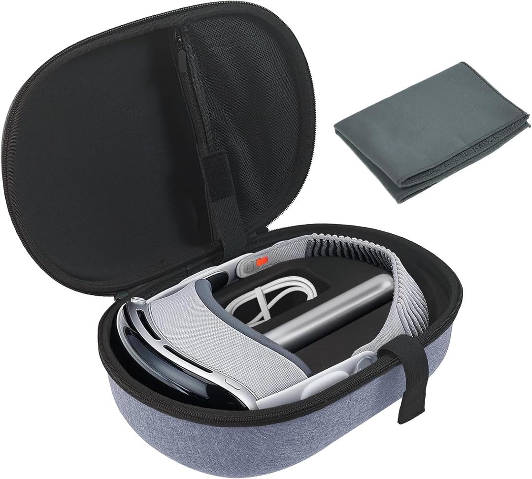 Carrying Case for Apple Vision Pro, Hard Vision Pro Case Waterproof Travel Portable Storage Bag for Vision Pro VR Headset and Accessories with Cleaning Cloth