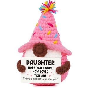 AceThrills Daughter Gifts from Mom Dad, Valentines Day Gifts for Daughter - Handmade Crochet Valentine Gnome Gift- Valentine's Day Easter Birthday Gift for My Daughters