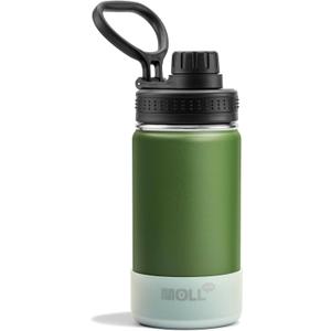 12 oz Water Bottle for Kids School-Reuasble Stainless Steel Vacuum Insulated Wide Mouth Water Bottle for Travle Sports (Grass Green)
