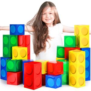 30 Pieces Building Block Party Box in 3 Size Cardboard Background Prop Boxes Game Centerpieces for School Classroom Birthday Table Decoration