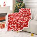 MERRYLIFE Sherpa Throw Blanket Ultra-Plush Comfort | Decorative, Soft, Colorful | Home, Couch, Outdoor, Travel Use (XmasRed, 50" 60")