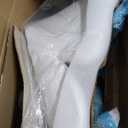 Swivel Office Chair, Modern Home Office Desk Chair, Velvet Shell Back Vanity Chair with Golden Metal Base, Height Adjustable Upholstered Cute Task Chair, Ivory