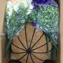 2 Set Artificial Outdoor Flowers with Hanging Baskets,24 Pcs UV Resistant Faux Petunias Flowers with Hanging Planter for Front Door Porch Spring Outside Decor (2, White,Yellow,Purple,RedViolet)
