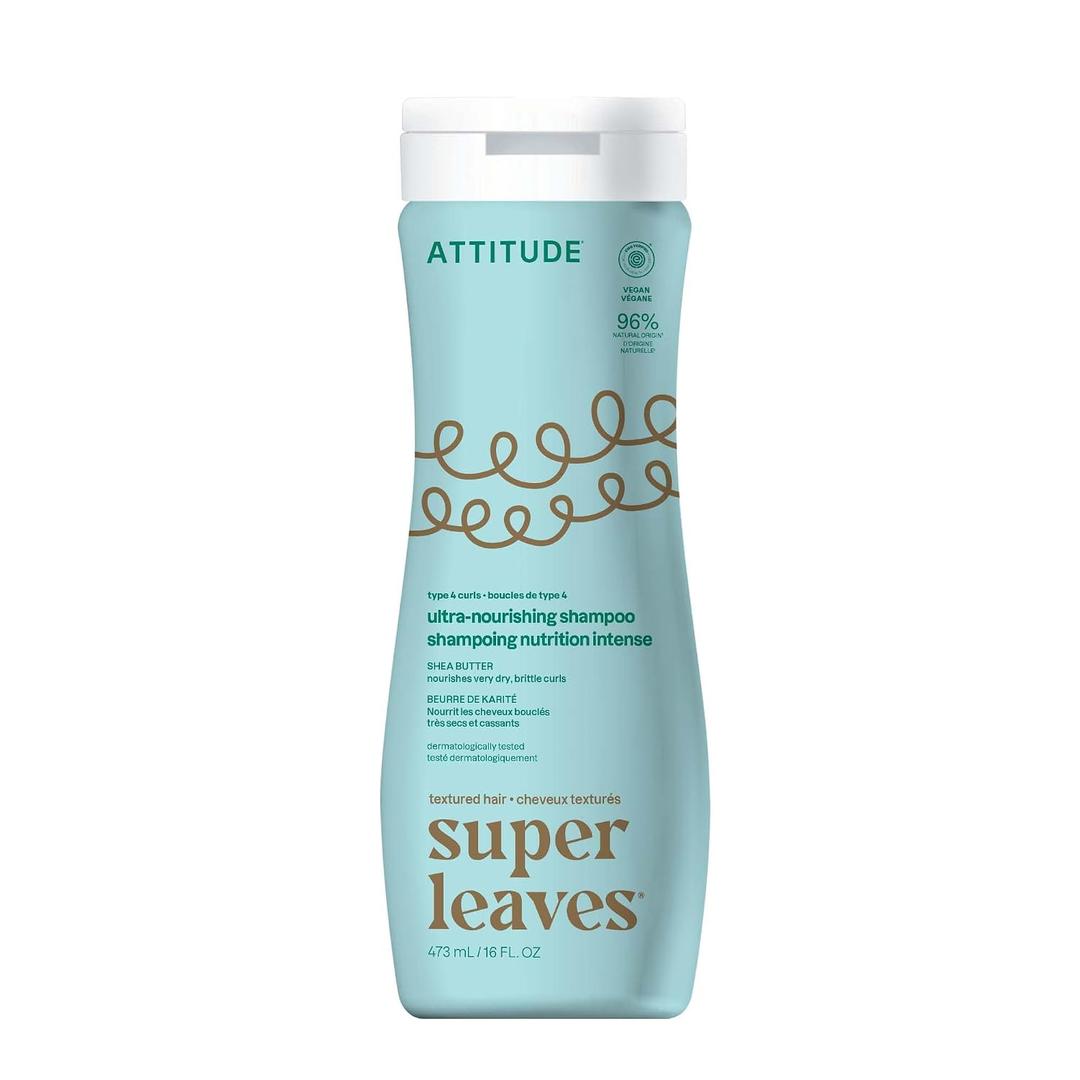 ATTITUDE Ultra-Nourishing Shampoo for Curly Hair with Shea Butter, EWG Verified, Vegan and Naturally Derived 4a, 4b, 4c Curl Type, Deeply Nourishes Curls, 16 Fl Oz