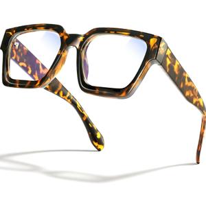 livho Oversized Blue Light Blocking Glasses for Woman - Rectangle Fashion Glasses for Computer, Chic Preppy Frame (*Coco Tortoise)