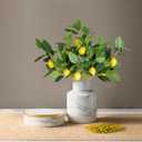 Artificial Lemon Leaves with Lemon, 4 Pack Faux Greenery Plants, Plastic Lemon Tree Bushes for Garden, Patio, Porch, Window Box, Planter & Indoor Outdoor Home Decor