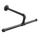 Jeasor Industrial Pipe Clothes Rack Floating DIY Wall Mounted, Heavy Duty Rustic Vintage Clothing Rod, Metal Garment Bar Space-Saving Hanging for Bedroom, Bathroom and Laundry Room (Black 20 Inch)