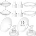 Breast Pump Accessories Kit - 19mm Flange Set Compatible with Spectra S1/S2/Motif Luna, Includes Valves, Tubing & Backflow Protectors