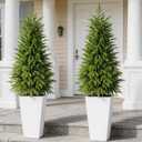 2-Pack 4FT Potted Topiary Trees Artificial Outdoor, Norfolk Pine Faux Tree, UV Resistant Artificial Trees for Home Decor Indoor Front Porch Decor Tall Fake Plants