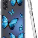 Case for Galaxy M55 Case/Samsung M55 5G/Galaxy C55 5G/Galaxy F55 5G SM-M556B Cute Case, Clear Flexible Bumper TPU Soft Rubber Silicone Cover Phone Case for Samsung Galaxy M55 Blue Butterfly