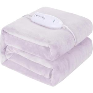 RHEIN HOME Electric Heated Blanket Twin, 62"x84" Purple Electric Blankets Throw with 4 Heating Levels 10 Hours Auto Off Fast Heating Over-Heated Protection Ultra Soft Warm Flannel ETL Certified (Twin, Purple)