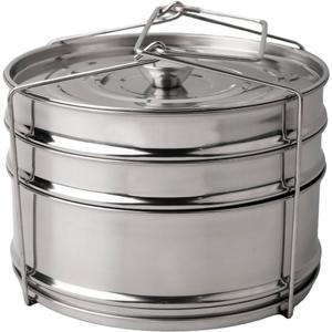 3-Tier Steamer Basket Stackable Insert Pans with Sling, 304 Stainless Steel Pot in Pot Food Steaming Trays, Fits 6/8 Qt Electric Pressure Cookers, Interchangeable Lids, Dishwasher Safe