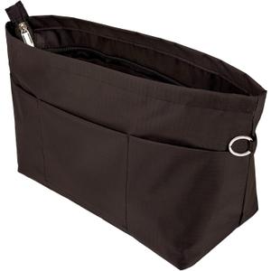Handbag Tote Purse Organizer Insert Bag Liner Shaper Divider Zipper 11 Pockets Compartments X Large Coffee