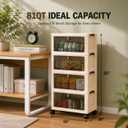 4-Tier Stackable Storage Bins with Lids, 81QT(4*20QT) Foldable Storage Cabinet Organizer with Transparent Front Doors & Wheels, for Toys, Clothes, Books, Bedroom,Nursery, Living Room