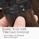 Elailite Short Clip in Hair Extensions Real Human Hair 6PCS Lace Weft Remy Hairpieces for Women Adding Volume 10 Inch Dark Brown