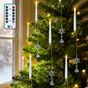 FREEPOWER 12PCS Flameless Christmas Tree Candles with RemoteBattery Operated Flickering Candles Christmas Tree Lights,LED Taper Candle for Home Parties Birthday Gift with Snowflake Hook (White)