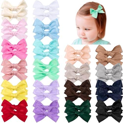 Oaoleer Baby Hair Clips, 40PCS Satin Hair Bows for Girls Toddler Babies Kids Baby, Non Slip Tiny Hair Accessories for Infants Toddlers Kids Children Little Girls (Hair Bows-Satin)